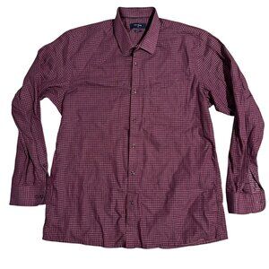Peter England Nuvo Fit Red & Black Checked Cotton-Blend Mens Long Sleeve Shirt E